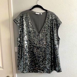 NY& co Gray Sequin Blouse